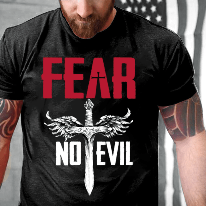 Veteran Shirt, Father's Day Shirt, Fear No Evil Cross Wing T-Shirt KM2705 - Spreadstores
