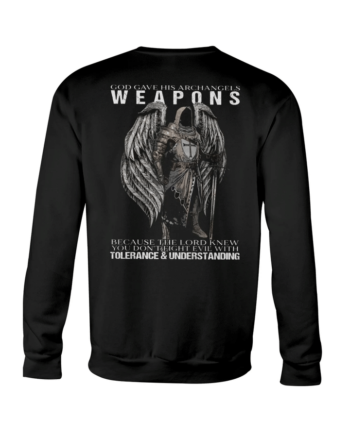 Veteran Shirts, Father's Day Gift For Dad, God Gave His Archangels Weapons Crewneck Sweatshirt - Spreadstores