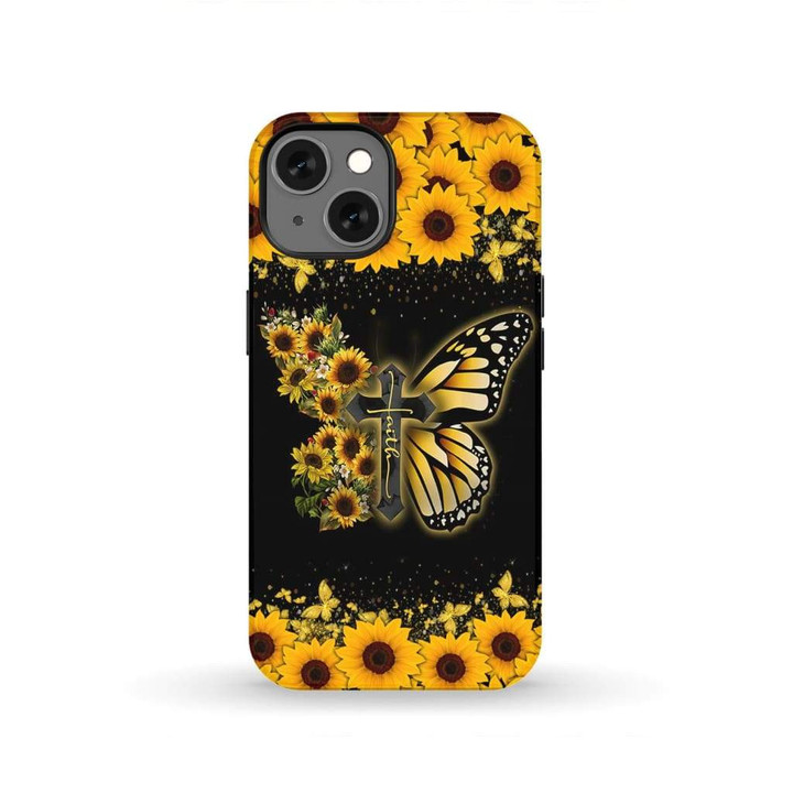 Faith cross butterfly sunflower phone case