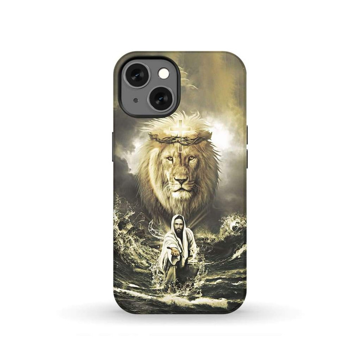Jesus reaching in the water, Jesus lion Christian phone case