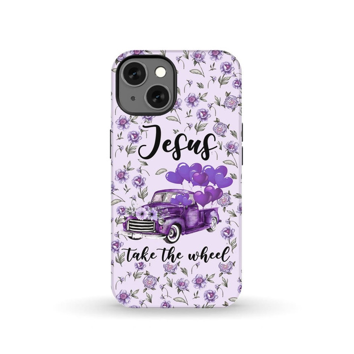 Purple Jesus take the wheel phone case