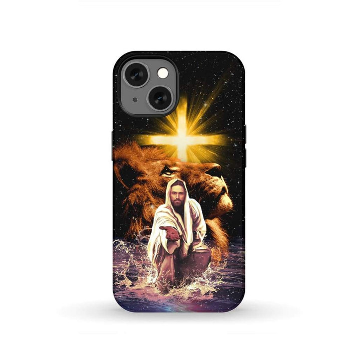 The Lion of Judah, Jesus reaching out his hand phone case