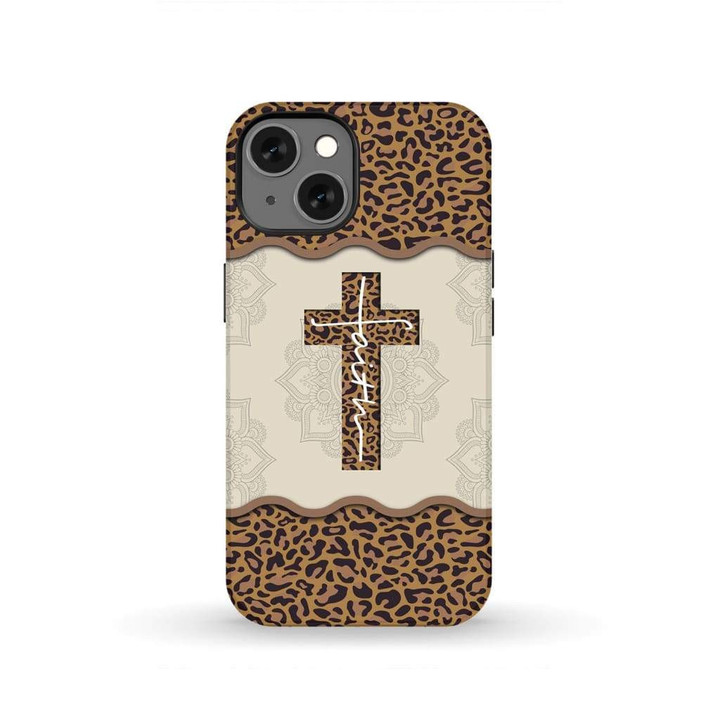 Faith cross leopard Christian phone case - tough case