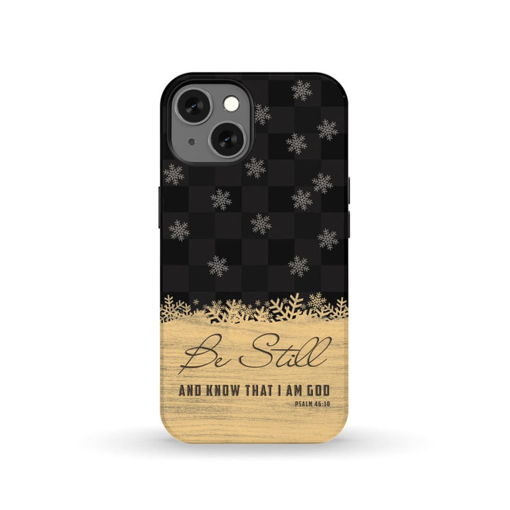 Be still and know that I am God black buffalo plaid Christmas phone case