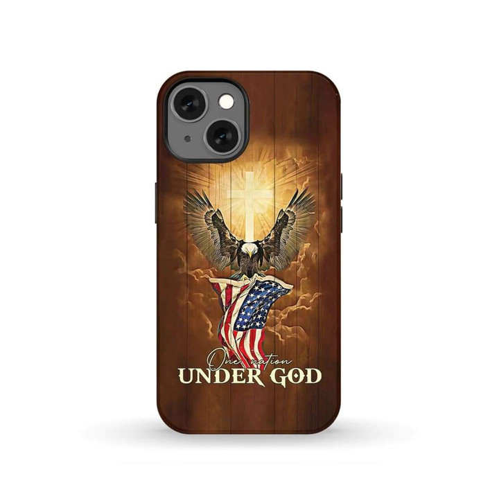 One nation under God bald eagle American flag phone case