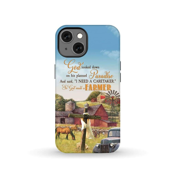 Farmhouse style phone case: So God made a farmer Christian phone case - Tough case