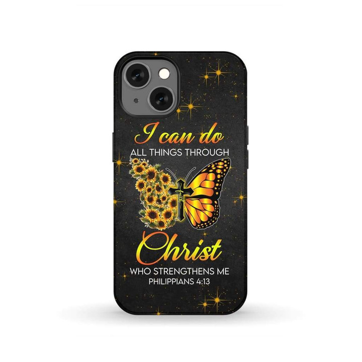 Butterfly cross faith I can do all things through Christ Tough case