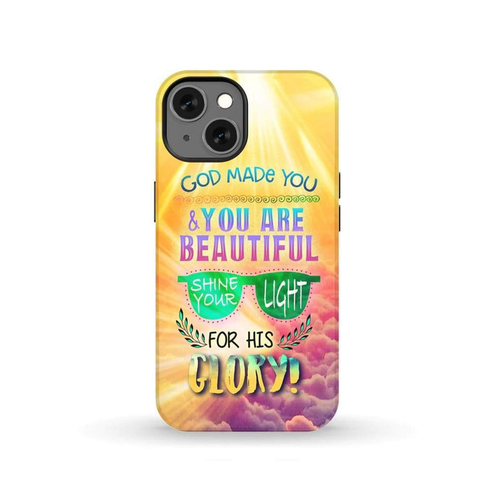 God made you and you are beautiful Christian phone case