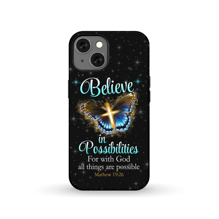With God all things are possible cross butterfly Bible Verse phone case - tough case