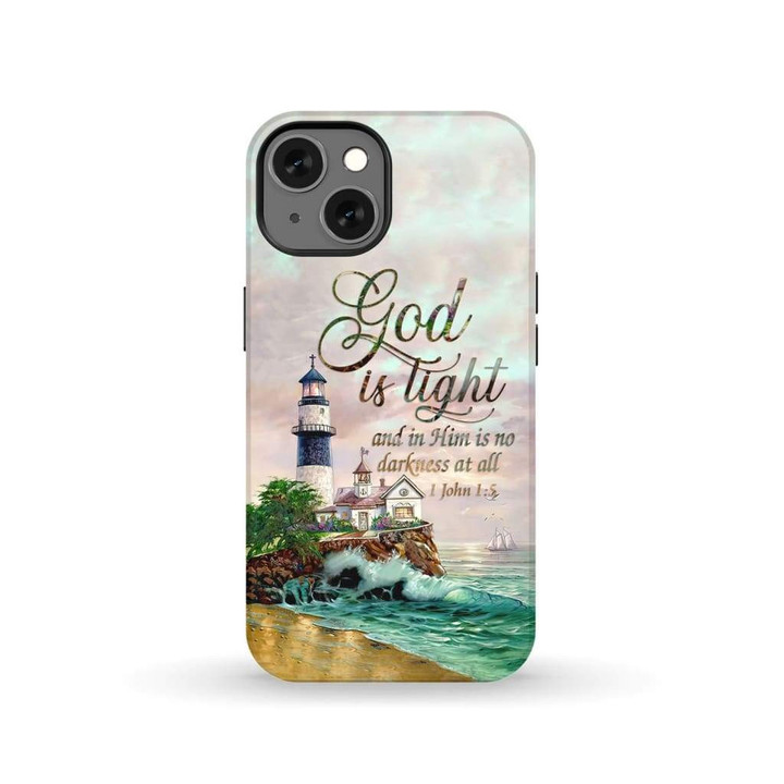 God is light and in him is no darkness at all 1 John 1:5 Bible verse phone case - Tough case
