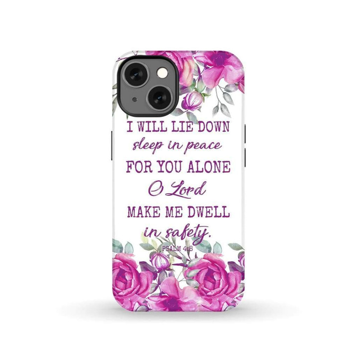 I will lie down and sleep in peace Psalm 4:8 Bible verse phone case