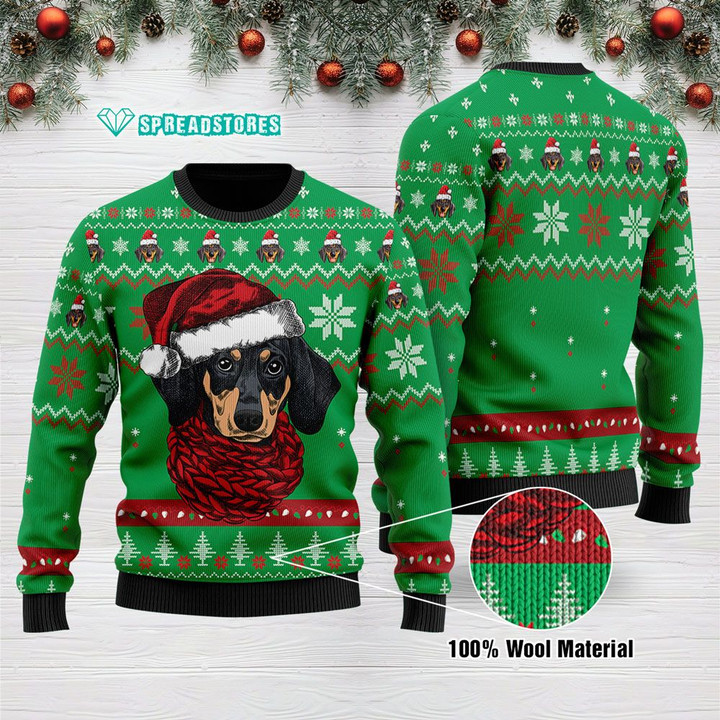 Dachshund Christmas Funny Ugly Sweater Adult For Men & Women