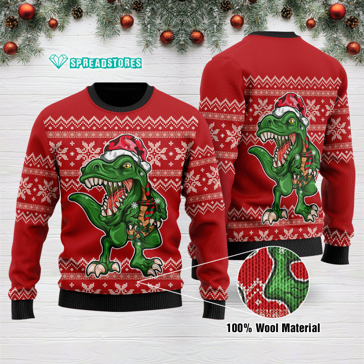 Tree Rex Ugly Christmas Sweater Red Adult For Men & Women