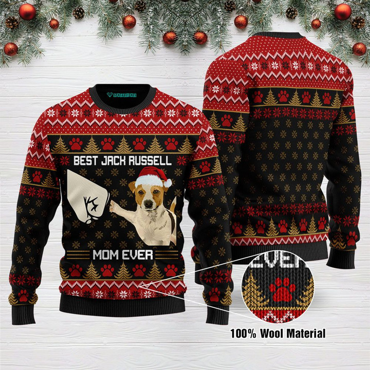 Best Jack Russell Mom Ever Funny Ugly Christmas Sweater Adult For Men & Women