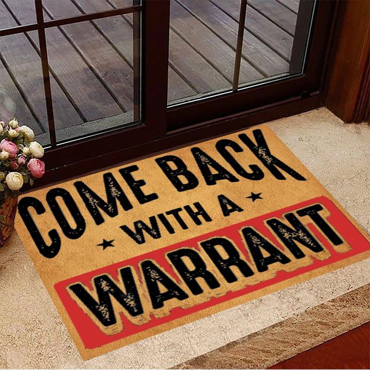 Welcome Mat, Come Back With A Warrant Doormat, Funny Door Mats, Home Decor, Housewarming Gift Ideas - Spreadstores