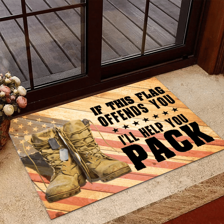 Veteran Doormat, Welcome Rug, If This Flag Offends You I'll Help You Pack Door Mats - Spreadstores