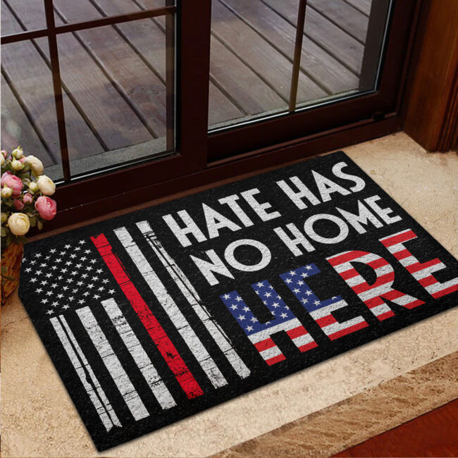 Hate Has No Home Here Firefighter Rubber Base Doormat