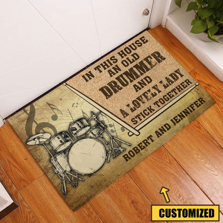 Love Drum Music Rubber Base Doormat