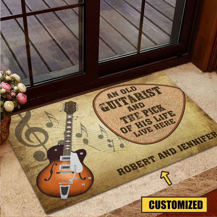 Love Guitar Music Rubber Base Doormat