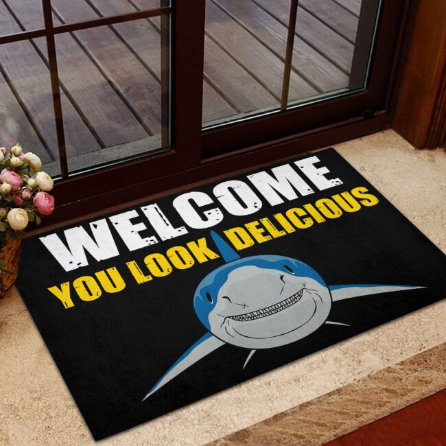 Welcome You Look Delicious Rubber Base Doormat