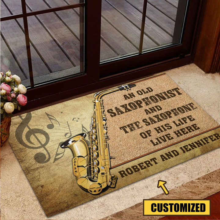 Love Saxophone Music Rubber Base Doormat