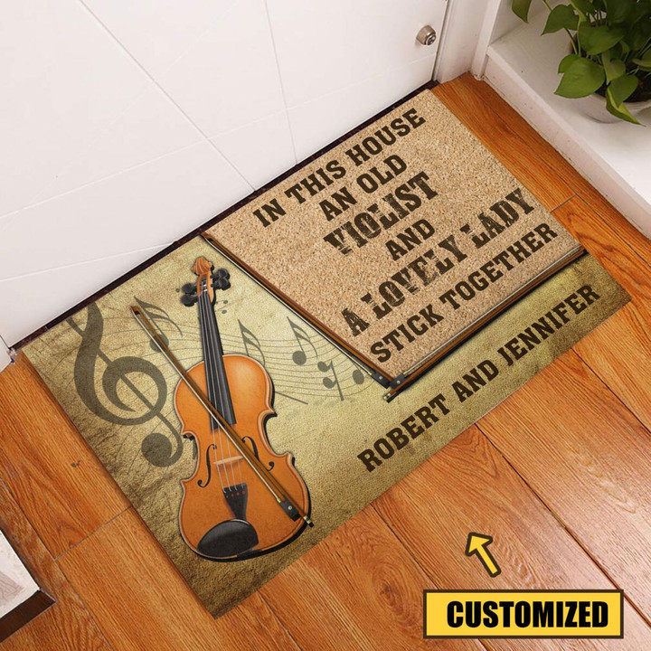 Love Violin Music Rubber Base Doormat