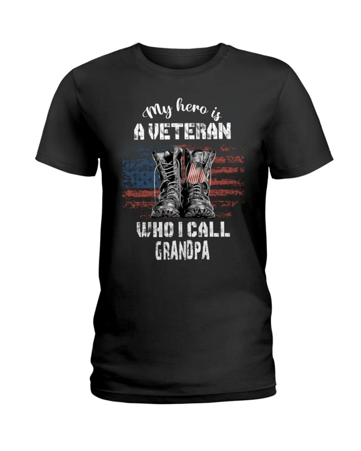 Veteran Shirt, Custom Shirt, Grandpa Veteran My Hero Is A Veteran Who I Call Grandpa T-Shirt CV1009 - Spreadstores