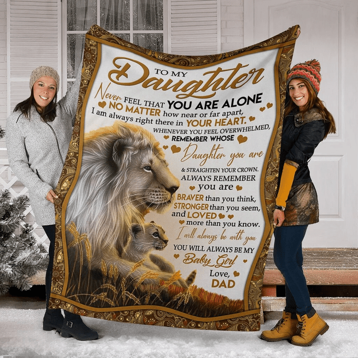Personalized To My Daughter Never Feel That You Are Alone No Matter How Near Or Far Apart Lion Sherpa Blanket - Spreadstores