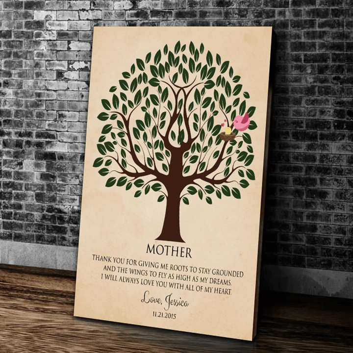 Personalized Mom Canvas, Gift For Mother's Day, Mother Thank For Giving Me Roots To Stay Grounded Tree Of Life Canvas - Spreadstores