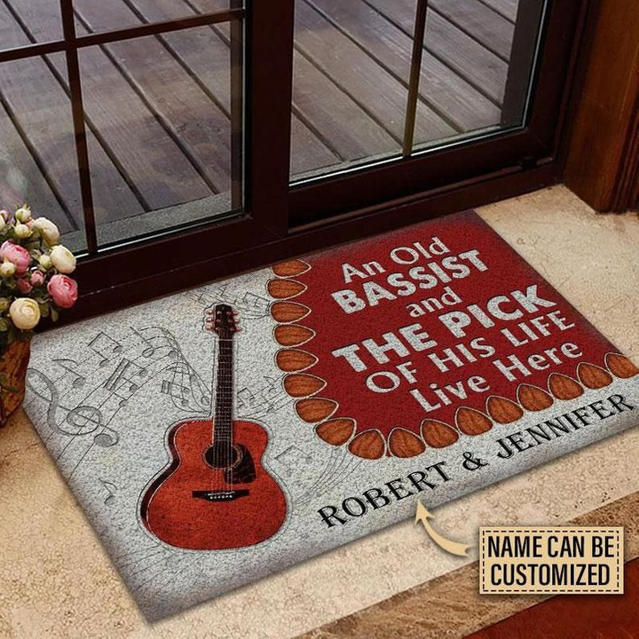 Personalized Guitar Bassist Old Couple Live Here Doormat, Home Decor, Gift For Guitar Lovers, Housewarming Gift - Spreadstores