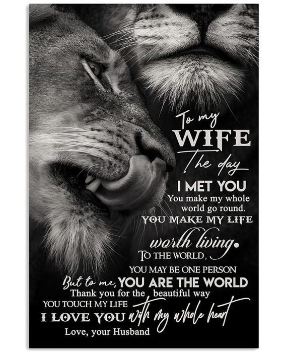 Personalized Wife Canvas, Gift For Her, To My Wife The Day I Met You Black And White Lion Canvas - Spreadstores