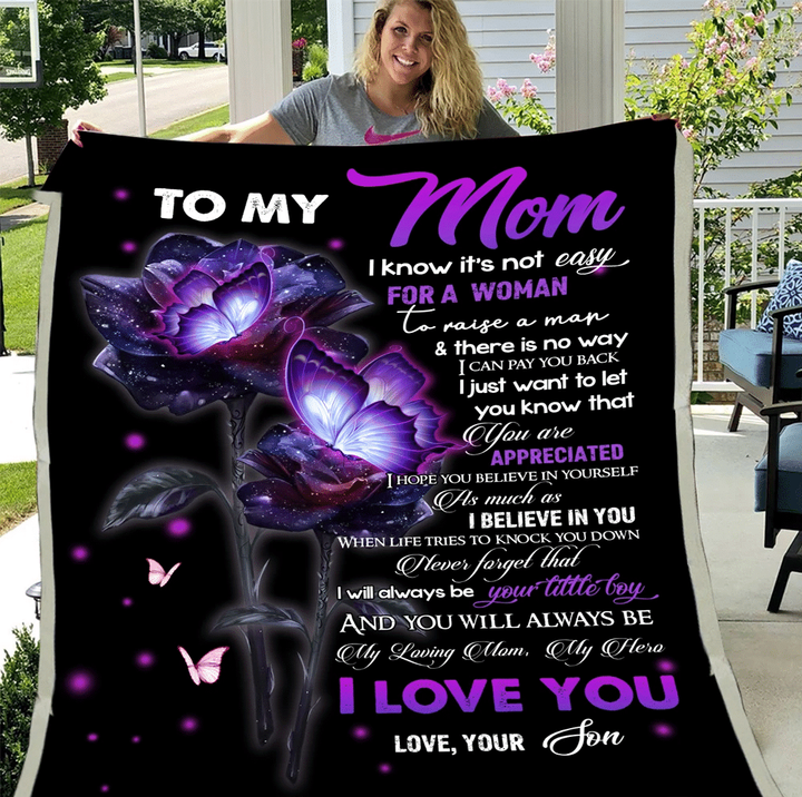 Personalized To My Mom I Know It's Not Easy For A Woman Fleece Blanket, Gift Ideas For Mother's Day - Spreadstores