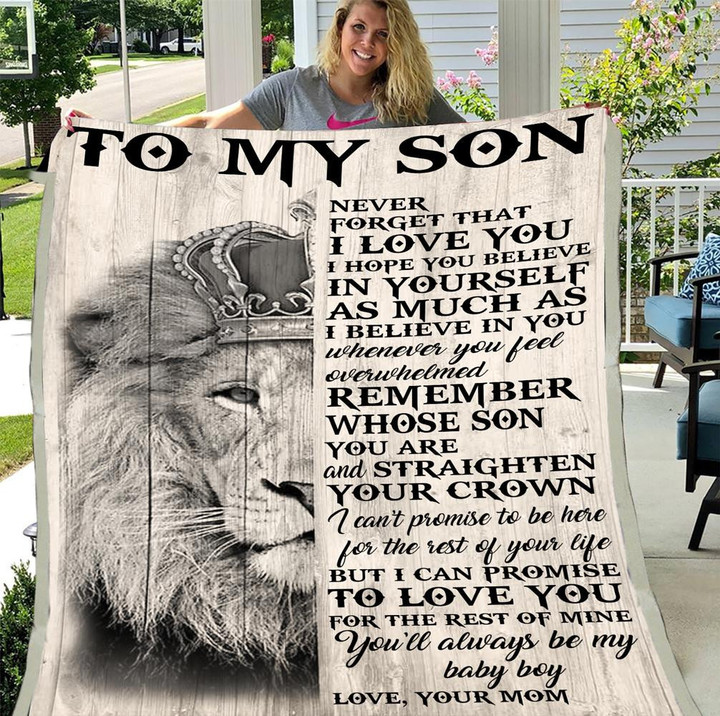 Personalized Son Blanket, Gift For Son, To My Son Never Forget That I Love You Lion King Sherpa Blanket - Spreadstores