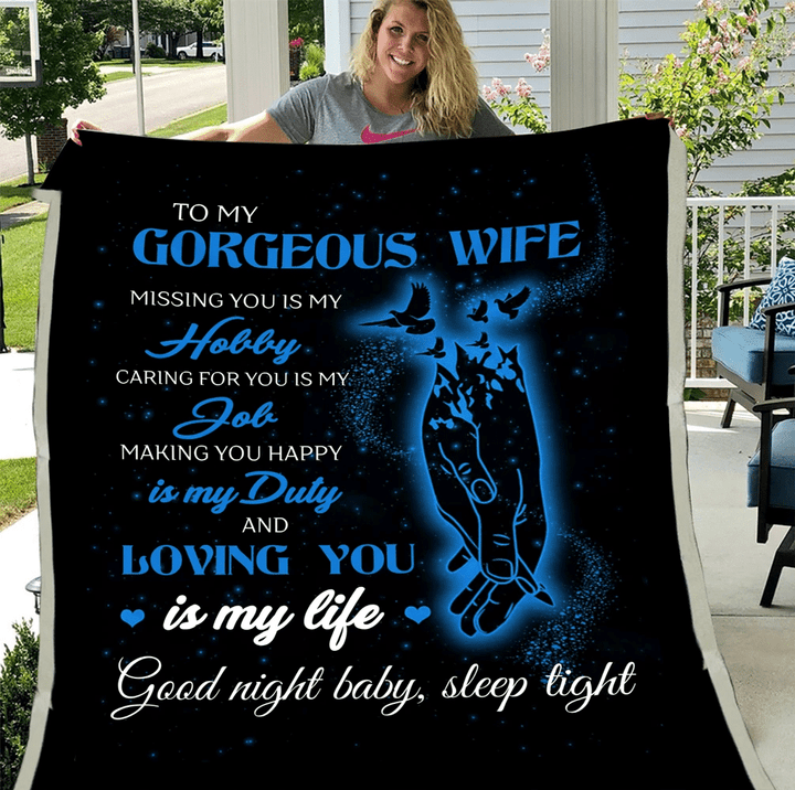 Personalized To My Gorgeous Wife Missing You Is My Hobby Fleece Blanket - Spreadstores
