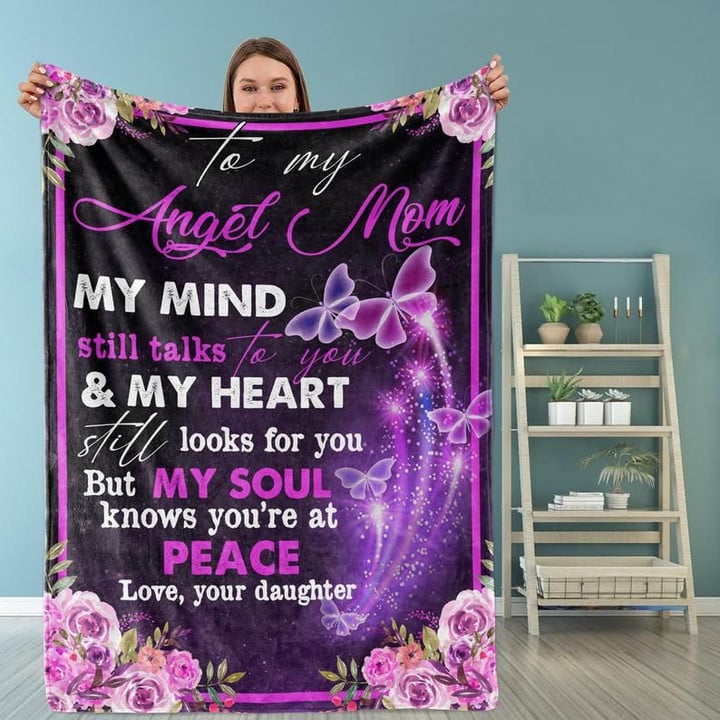 Personalized To My Angel Mom Blanket, Gifts For Mom, Mother's Day Gifts Idea Butterfly Fleece Blanket - Spreadstores