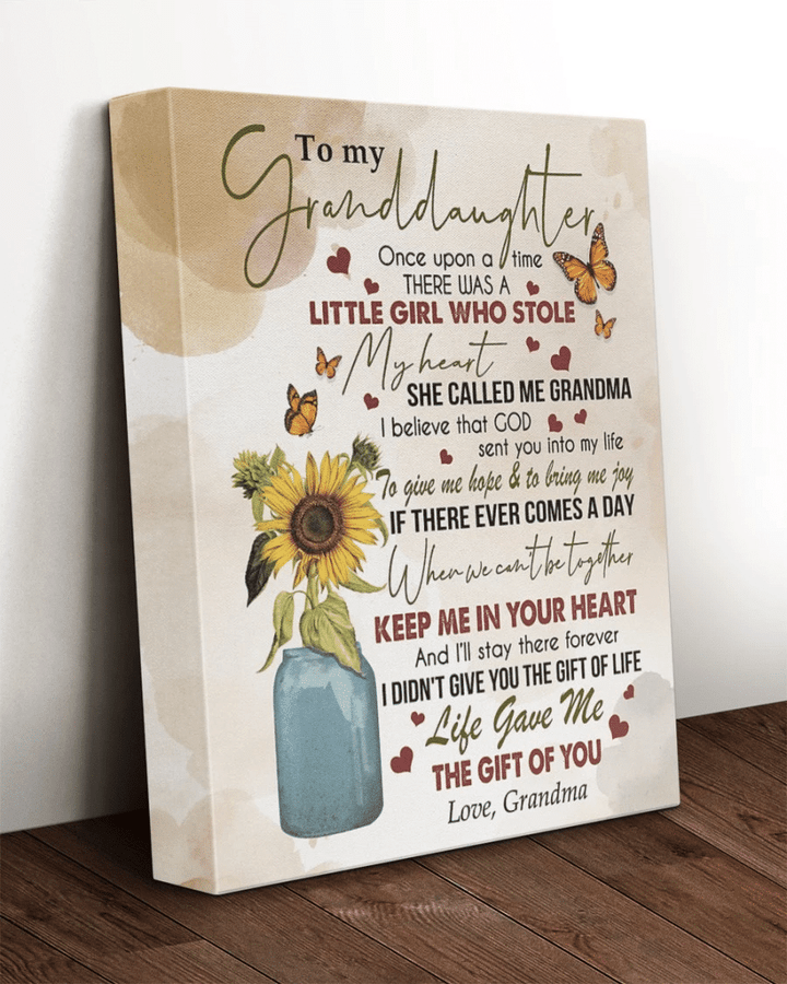 Personalized To My Granddaughter Canvas, Once Upon A Time There Was A Little Girl Flowers And Butterfly Canvas - Spreadstores