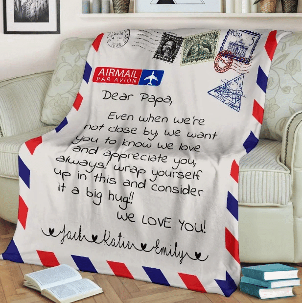 Personalized To Dad Blanket, Dear Papa Even When Were Not Close By, Father's Day Blanket Gifts, Gift For Papa, Dad Fleece Blanket - Spreadstores