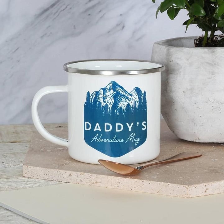 Personalized Mountain Enamel Mug, Travel Camping Coffee Mug Campfire Mug, Father's Day Gifts, Gift For Dad Campfire Mug - Spreadstores