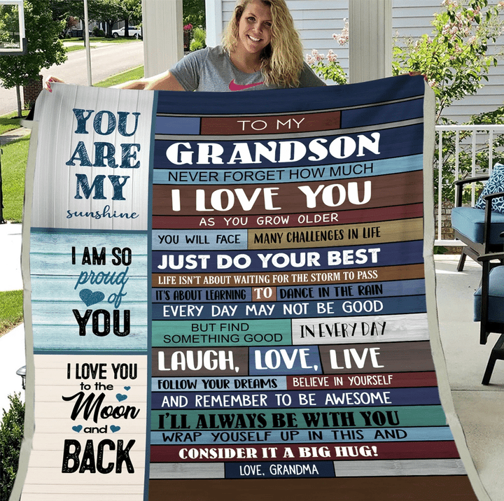 Personalized To My Grandson Never Forget How Much I Love You Fleece Blanket - Spreadstores