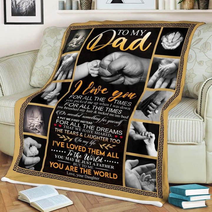 Personalized To My Dad Blanket, You Are The World, Father's Day Gift Idea For Dad, Love Dad From Daughter Fleece Blanket - Spreadstores