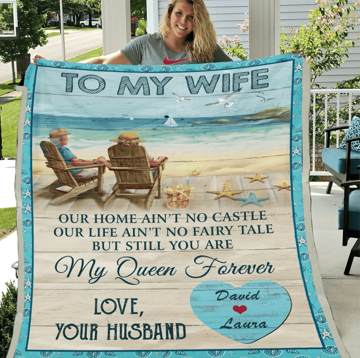 Valentine's Day Gift, Gifts For Her, Personalized To My Wife Our Home Ain't No Castle Fleece Blanket - Spreadstores