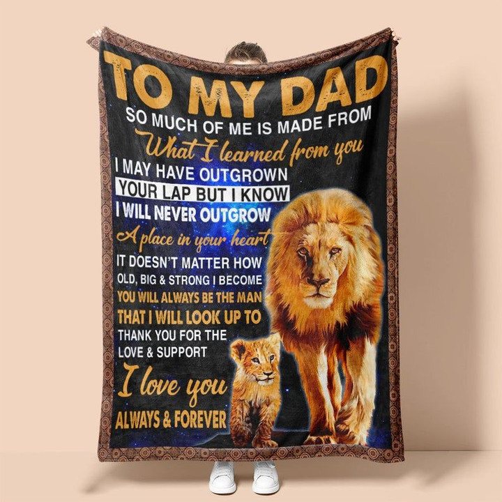 Personalized To My Dad Blanket, Gifts For Dad, Father's Day Gifts From Son, Daughter I Love You Lion Fleece Blanket - Spreadstores