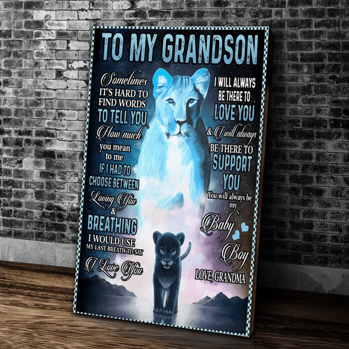 Personalized Grandson Canvas, Gift Ideas For Grandson To My Grandson I Will Always Be There To Love You Lion Canvas - Spreadstores