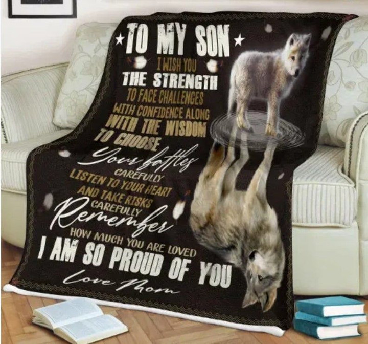 Personalized To My Son Blanket, Love Letter, Gifts For Son, Christmas Gift Idea For Son Wolf Fleece Blanket - Spreadstores