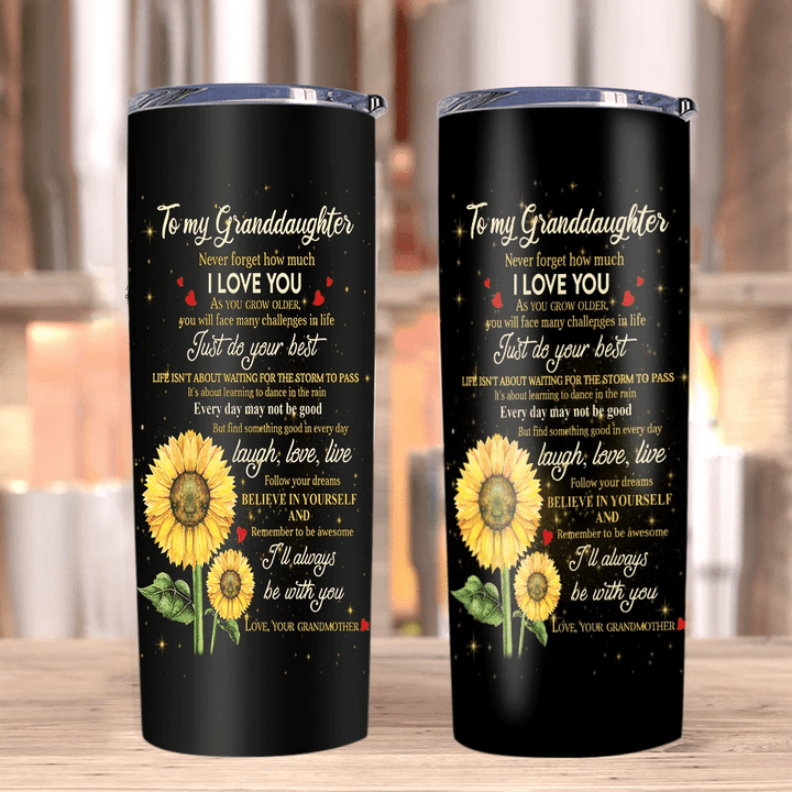 Personalized To My Granddaughter Never Forget How Much I Love You Sunflowers Skinny Tumbler - Spreadstores