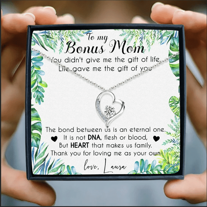 Personalized Gift For Mom, Mother's Day Gift, To My Bonus Mom, You Didn't Give Me Forever Love Necklace - Spreadstores