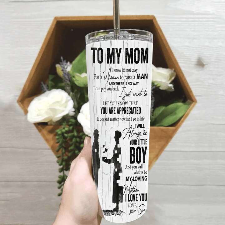 Personalized To My Mom Tumbler, Mother's Day Gifts For Mom, I Know It's Not Easy, Love From Son Stainless Steel Tumbler - Spreadstores