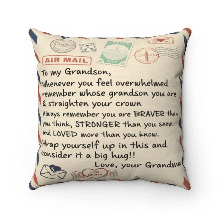 Personalized To My Grandson, Whenever You Feel Overwhelmed Remember Whose Grandson You Are Pillow - Spreadstores