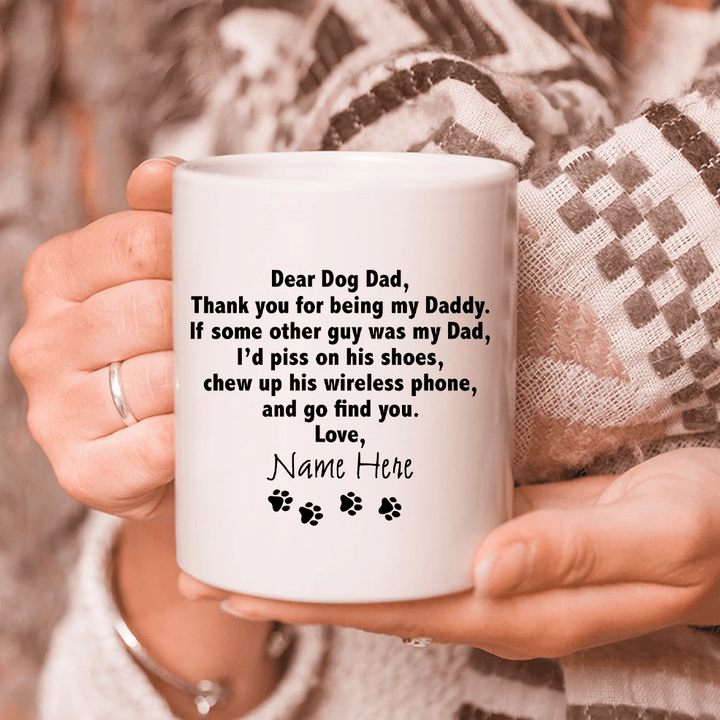 Personalized Dad Mug, Dear Dog Dad, Father's Day Gifts Mug Idea, Gifts For Dad, Funny Mug - Spreadstores