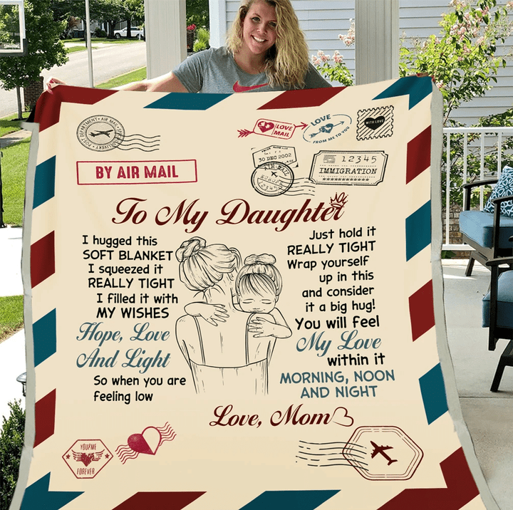 Personalized Blanket, Gift For Daughter, Best Gift For Daughter, To My Daughter, I Hugged This Soft Blanket Fleece Blanket - Spreadstores